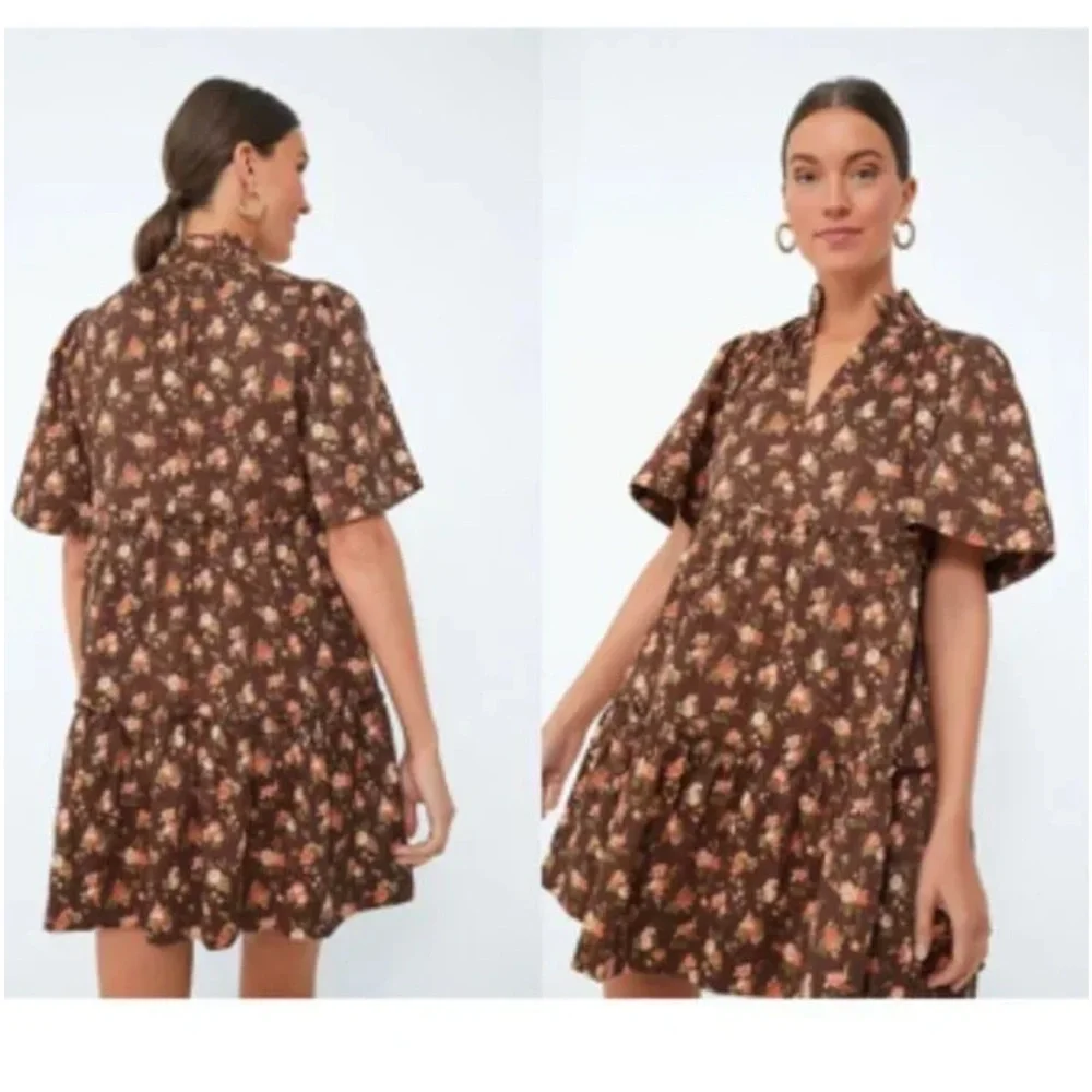 Tuckernuck Crawford Dress XXL NWT Rosewood Chintz Floral Tiered Mini Ruffle - Picture 5 of 7